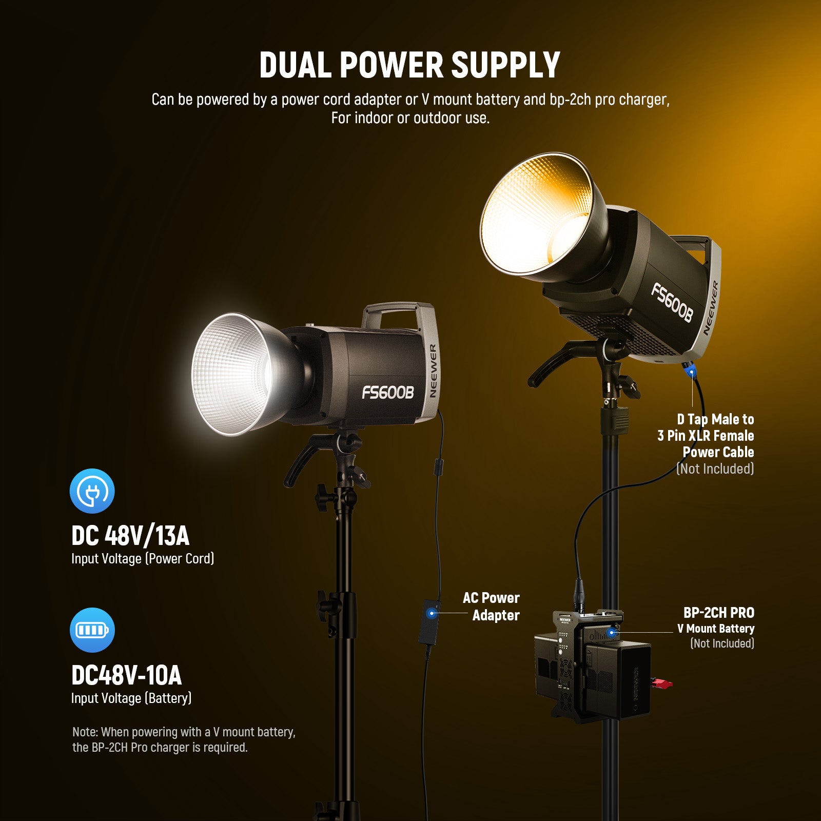this portable photography light can run on a V mount battery for convenient