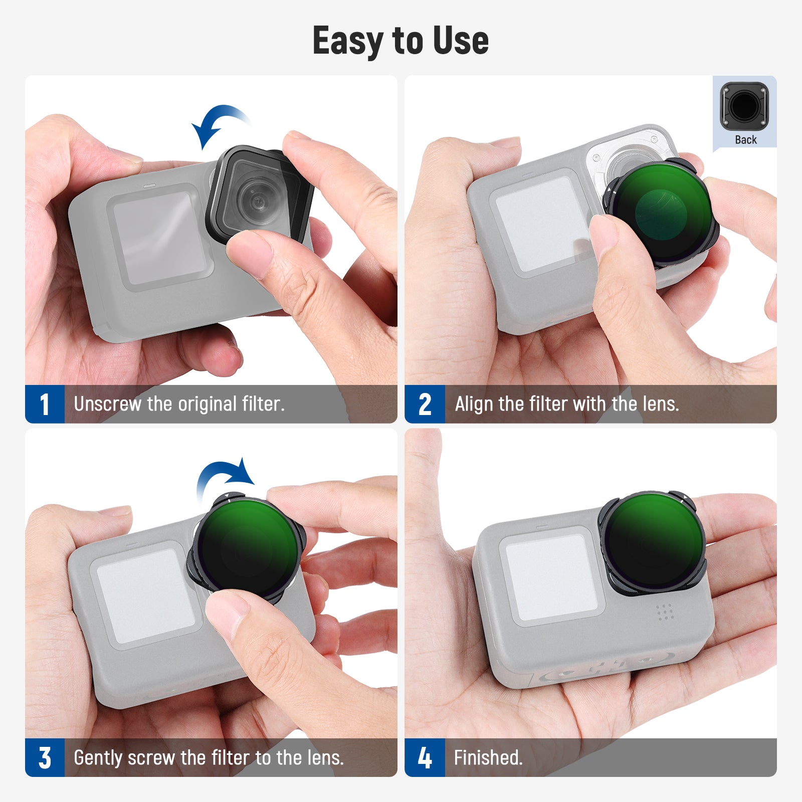 NEEWER FL-GP23 Rotating CPL Filter is easy to ues.