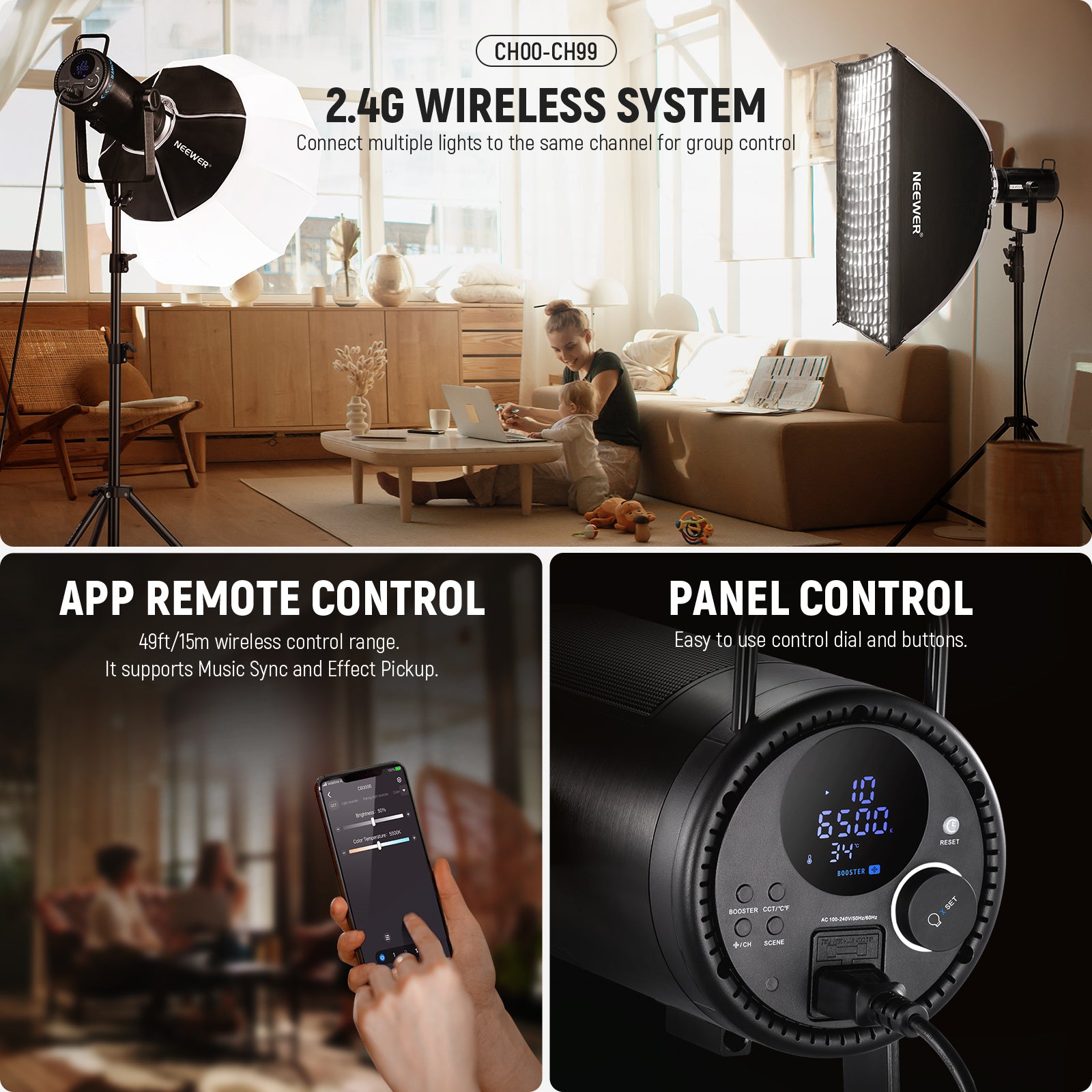 Methods for Controlling NEEWER CB300B Bi-Color Continuous Light