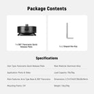 Package Contents of the NEEWER QRP-6 360° Panoramic Quick Release Plate