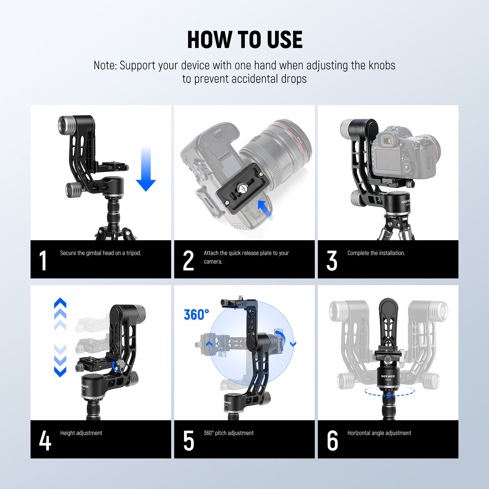Methods for Using NEEWER GM102 Tripod Gimbal Head