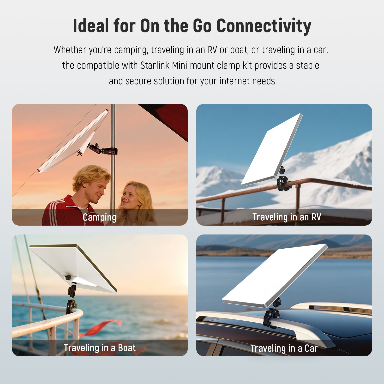 NEEWER For Starlink Mini mount clamp kit is ideal for ont the go connectivity.