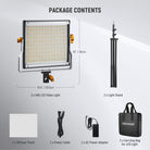 Package Contents of the NEEWER 2 Pack NL480 Bi-Color LED Panel Light Kit