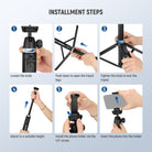 Installment steps of the NEEWER TS05 All Metal Phone Tripod