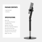 Specifications of the NEEWER ST006 Adjustable Phone Holder Stand for Desktop