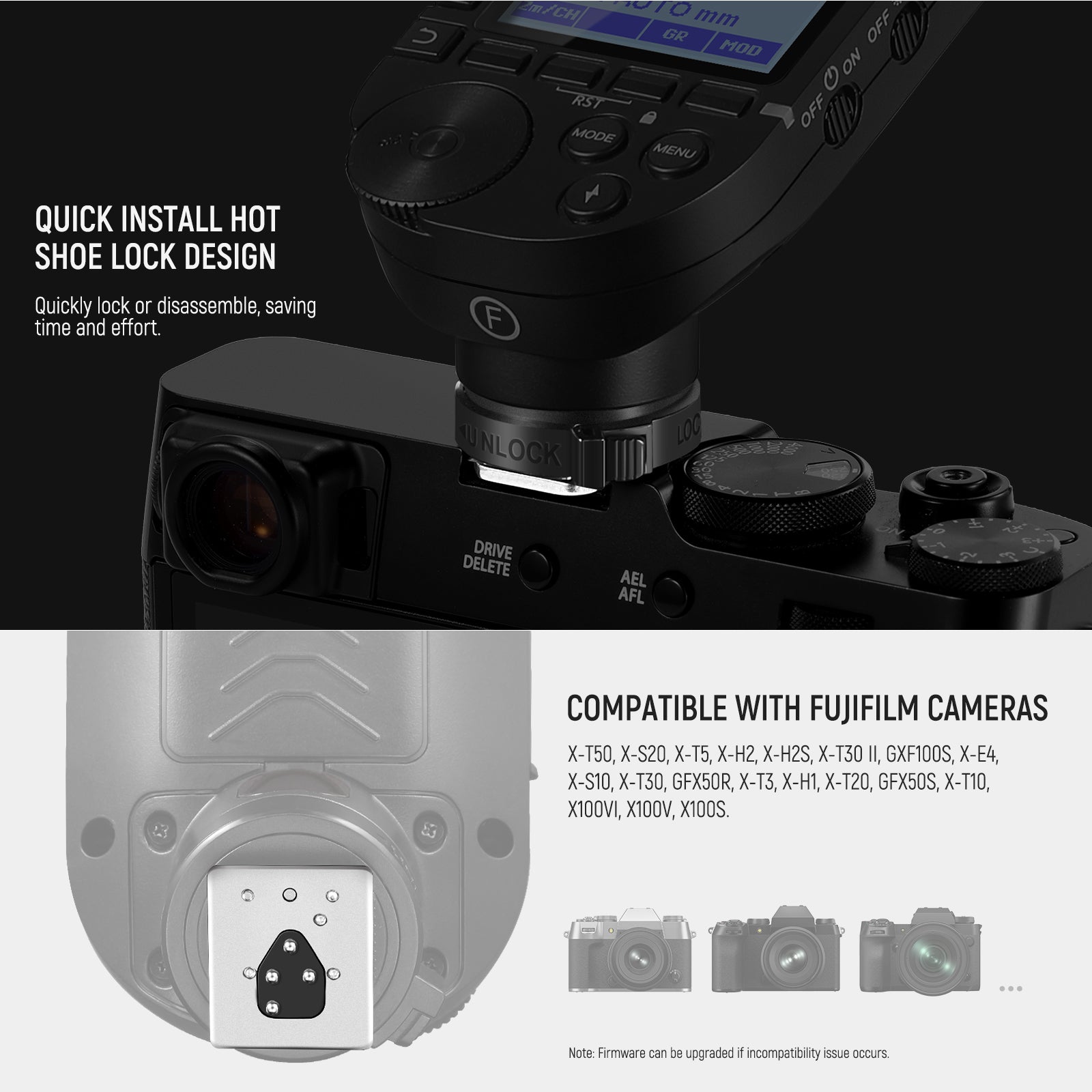 NEEWER QPRO-F TTL Wireless Flash Trigger is compatible with Fujifilm Cameras