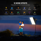 This 210W COB LED continuous studio light offers 12 scene effects.