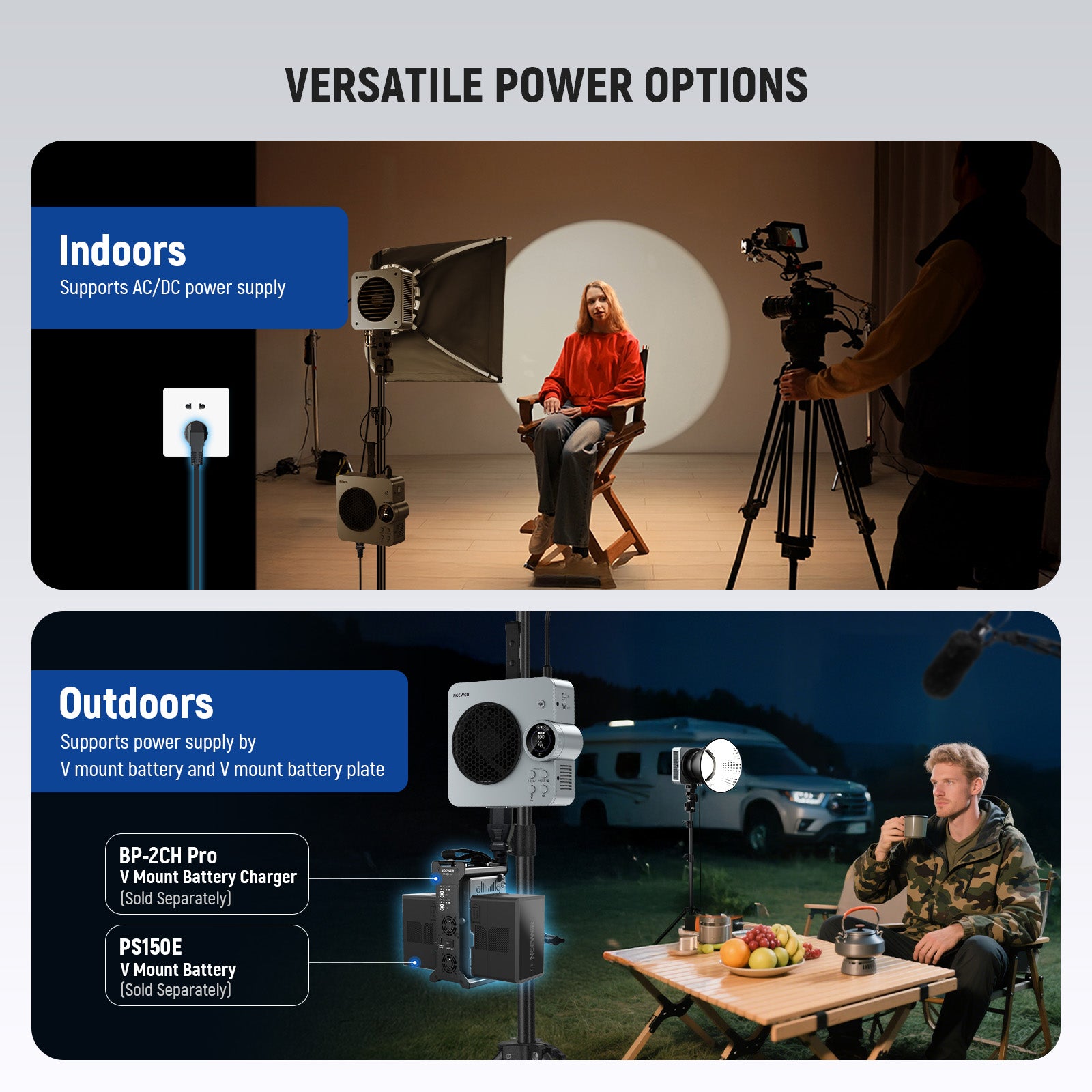 NEEWER HS200B Portable Bi-Color LED Studio Light is ideal for outdoor and indoor use.