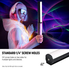 this handheld light stick features with 1/4" threaded screw holes on both ends