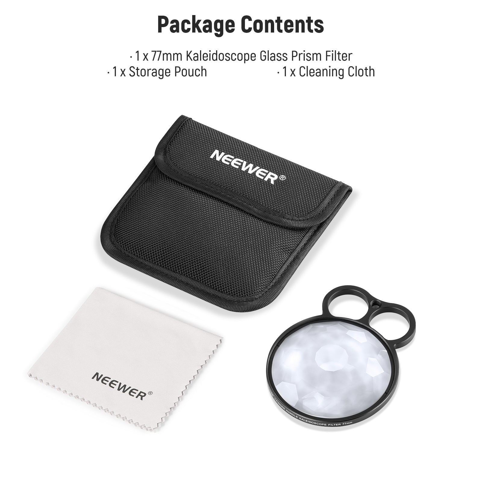 Package Contents of the NEEWER 77mm Handheld Kaleidoscope Lens Filter