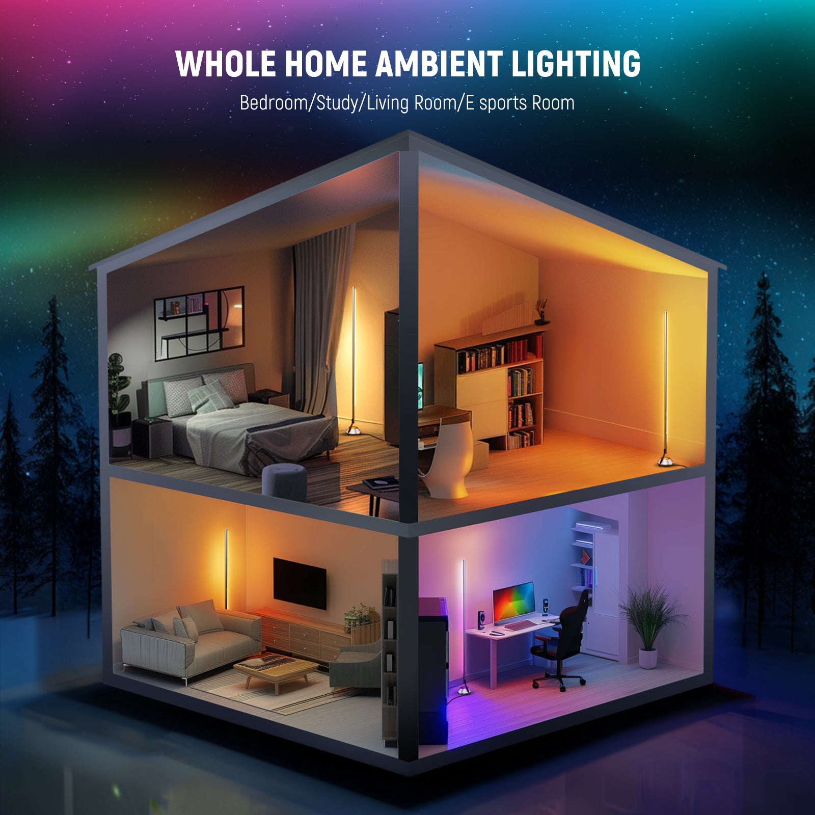 The cool floor lamp allows you to schedule its on/off time with ease.