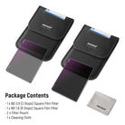 Package Contents of the NEEWER 2 Pack ND0.9 & ND1.8 Square Film Filters