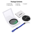 Package Contents of the NEEWER Photography CPL Filter with Lens Cap
