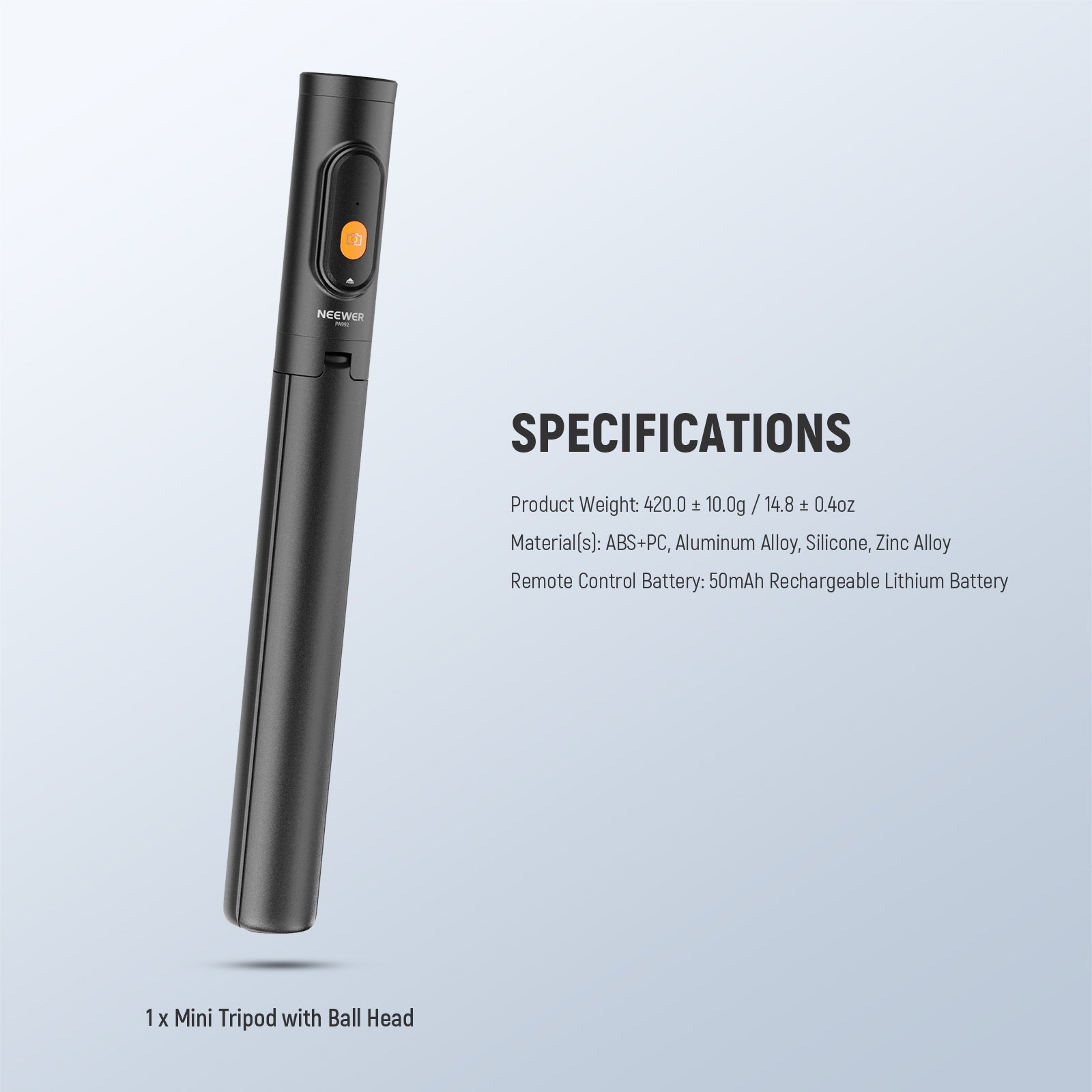 Specifications of the NEEWER PA992 Quick Release Selfie Stick Tripod for Phone