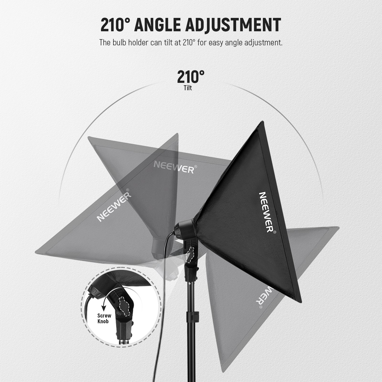 The bulb holder can tilt at 210°.