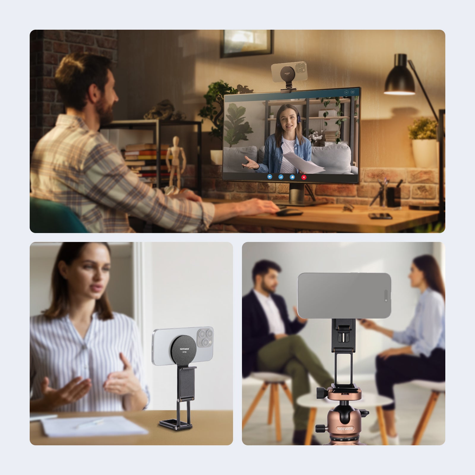 Scenarios for NEEWER SP08 Magnetic Camera/Phone Mount for Desktop Monitor