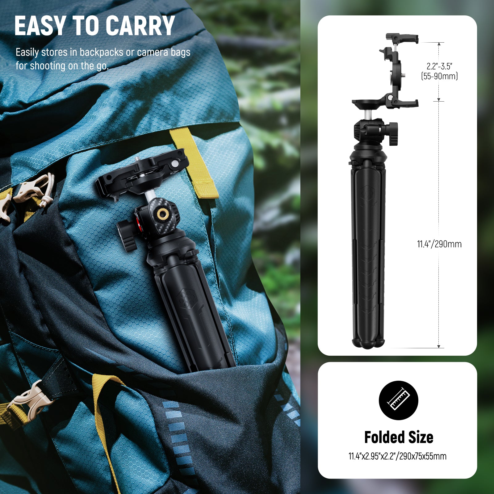 NEEWER TP35 Flexible Mini Tripod is easy to carry.