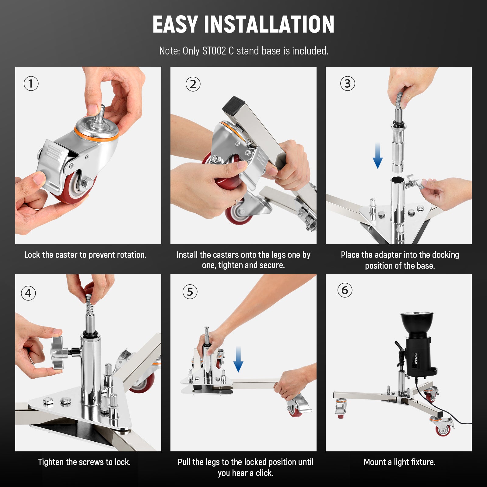 NEEWER ST002 Heavy Duty Light Stand Base is easy to install.