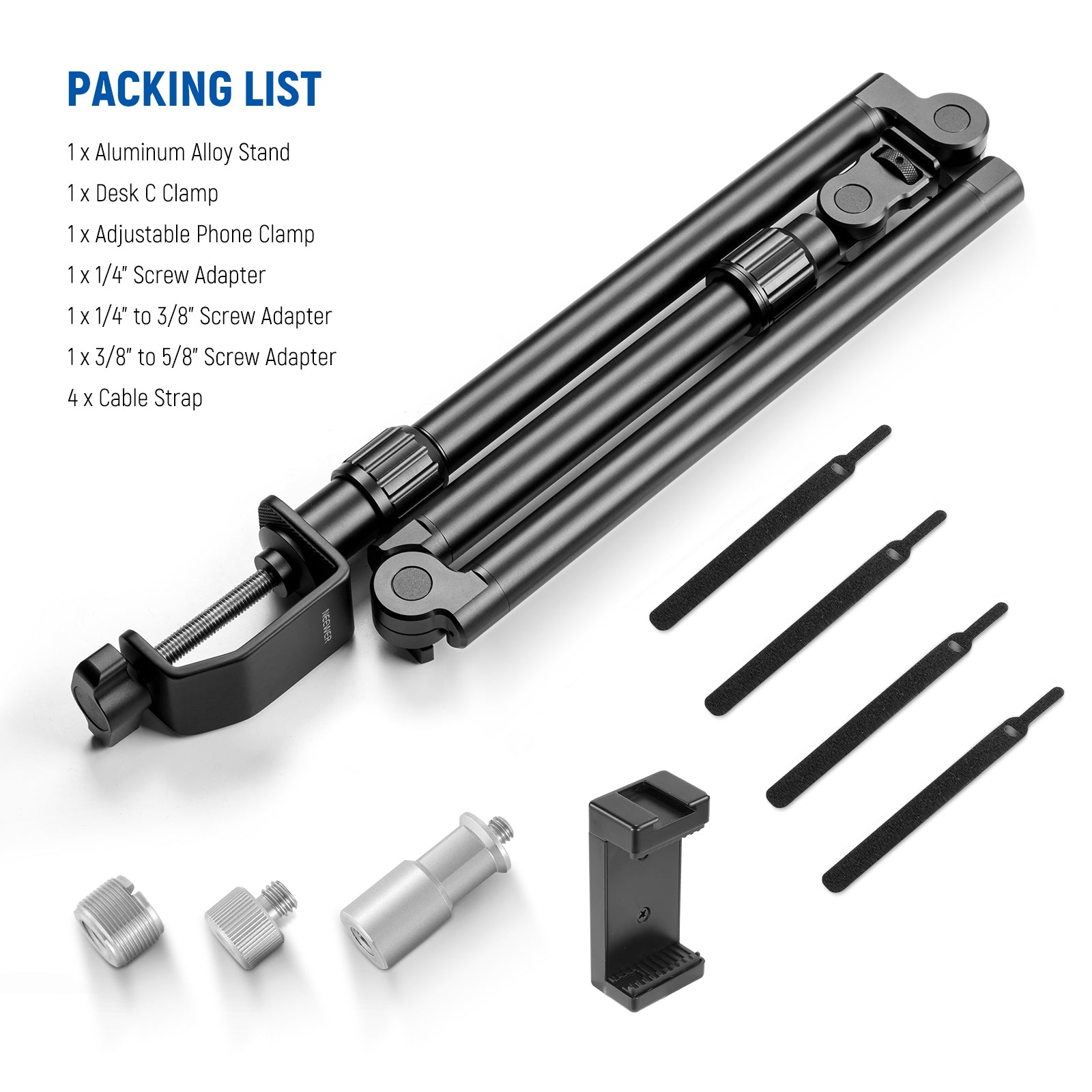 Package Contents of the NEEWER ST3A Overhead Camera Mount Kit