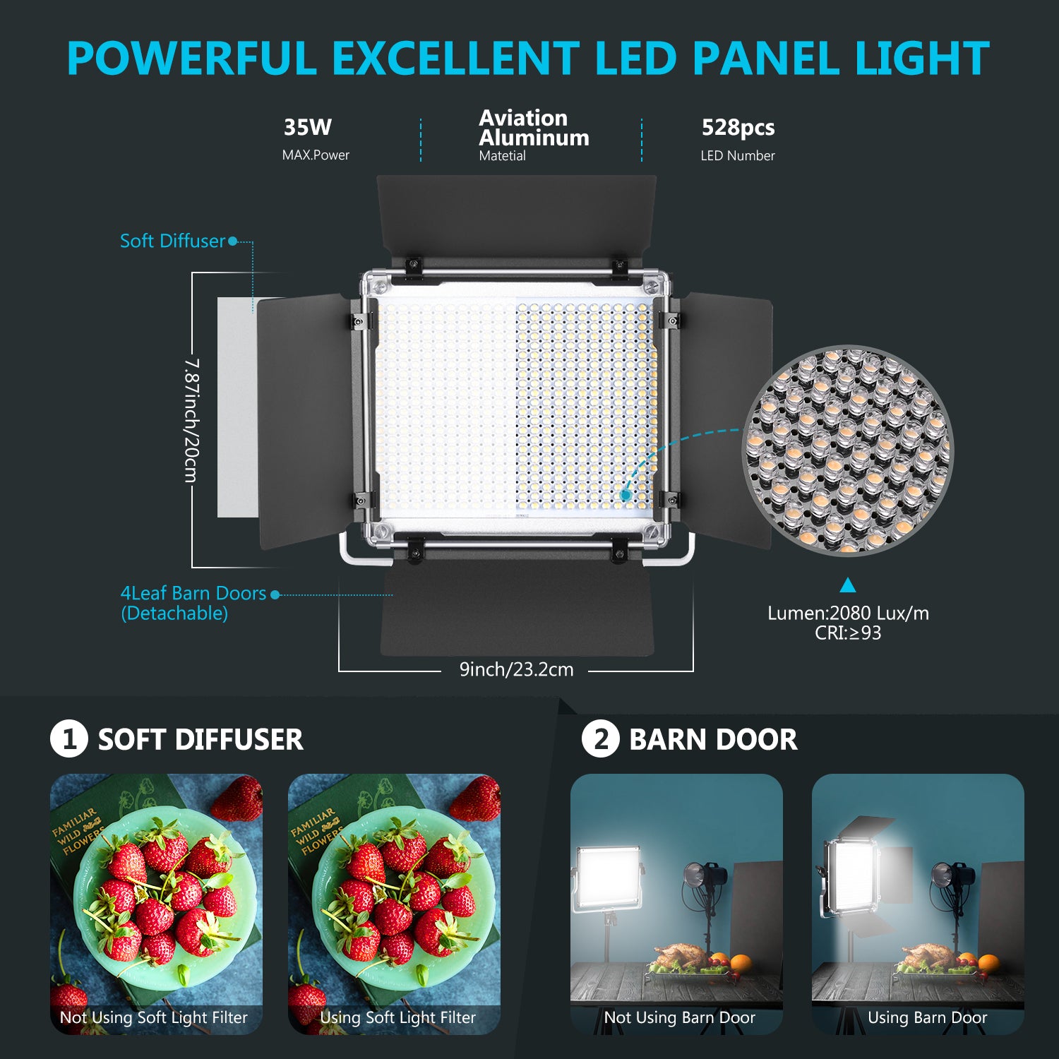 Specifications of the NEEWER SNL530 Bi-Color LED Video Light