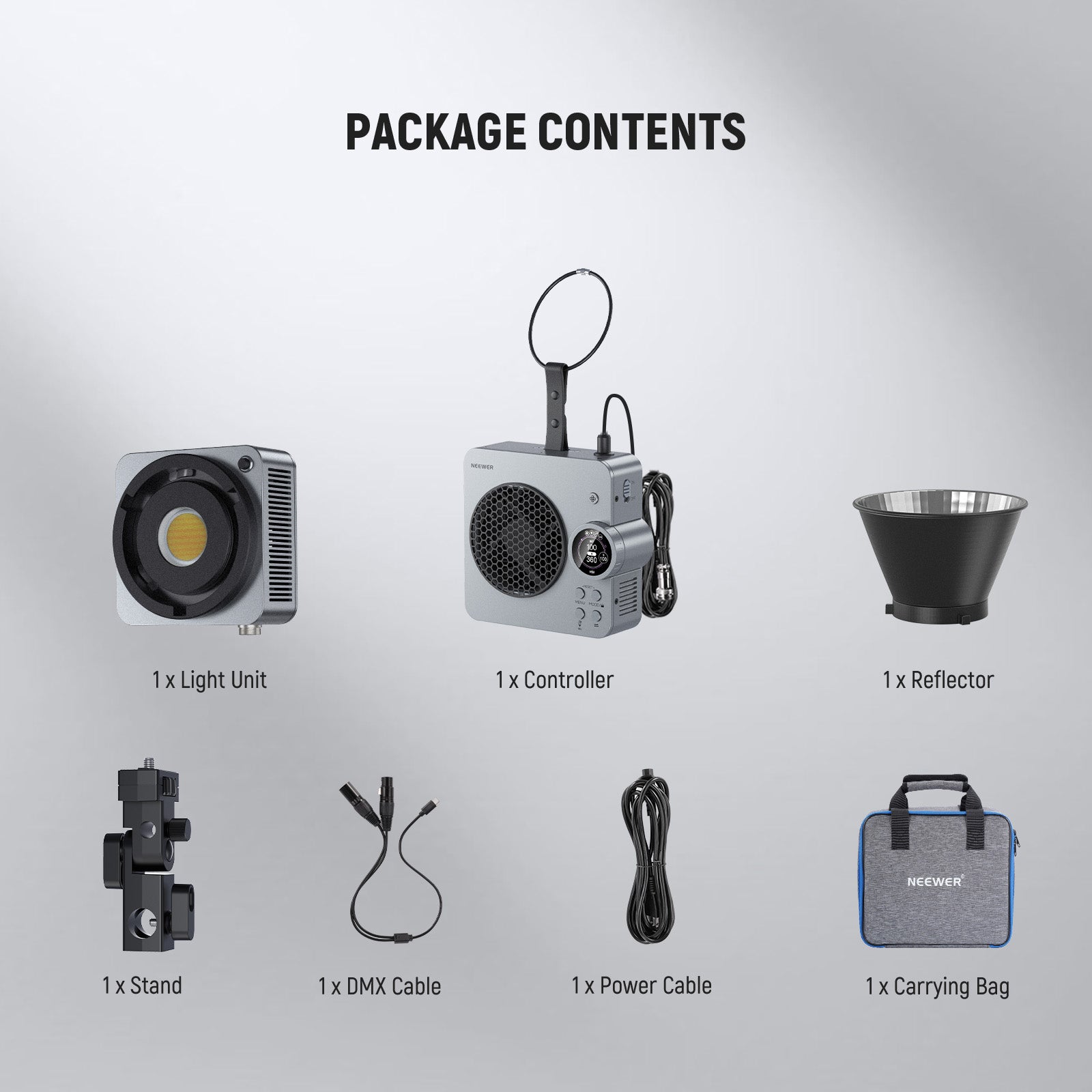 Package Contents of the NEEWER HS200B Portable Bi-Color LED Studio Light