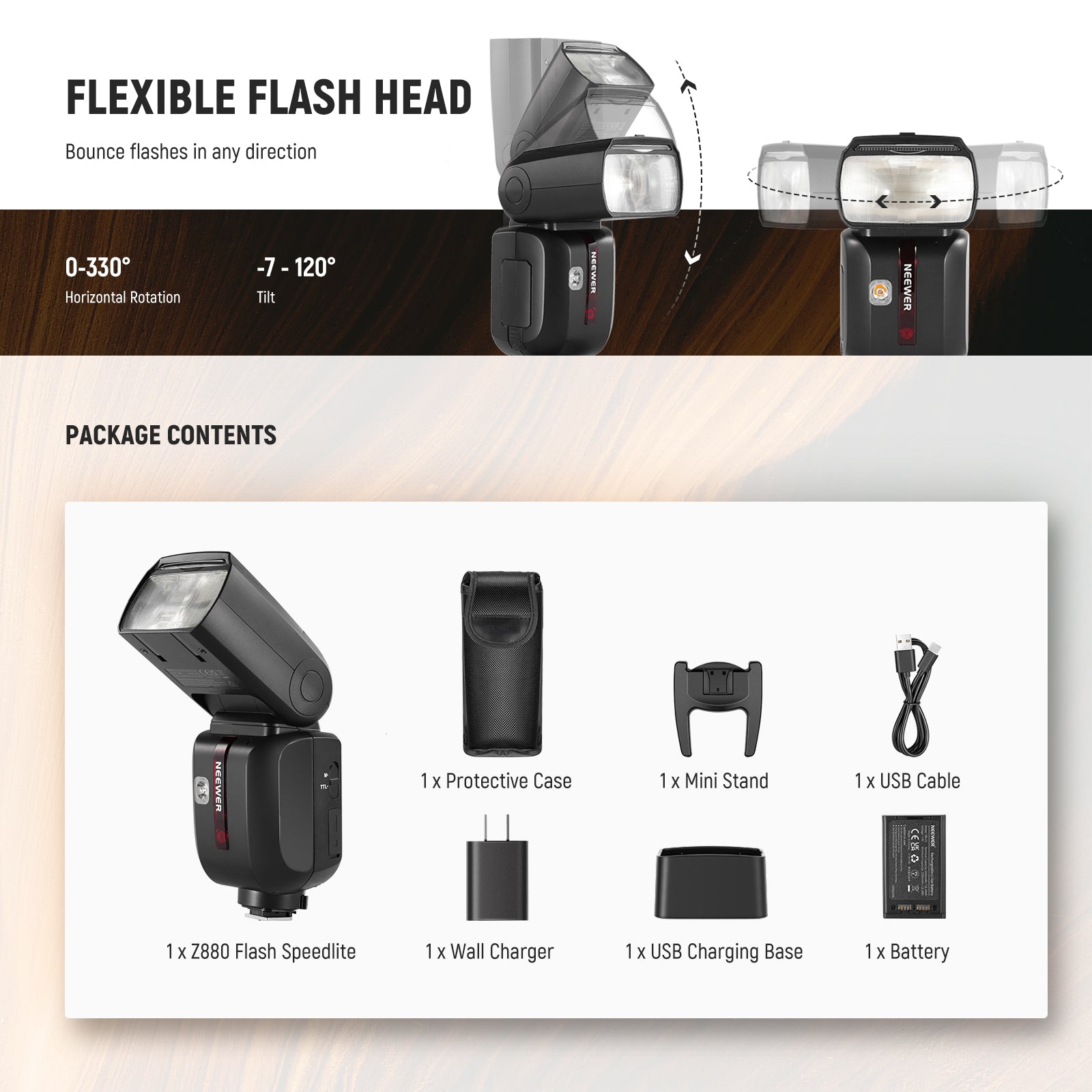 Package Contents of the NEEWER Z880 Camera Flash Light