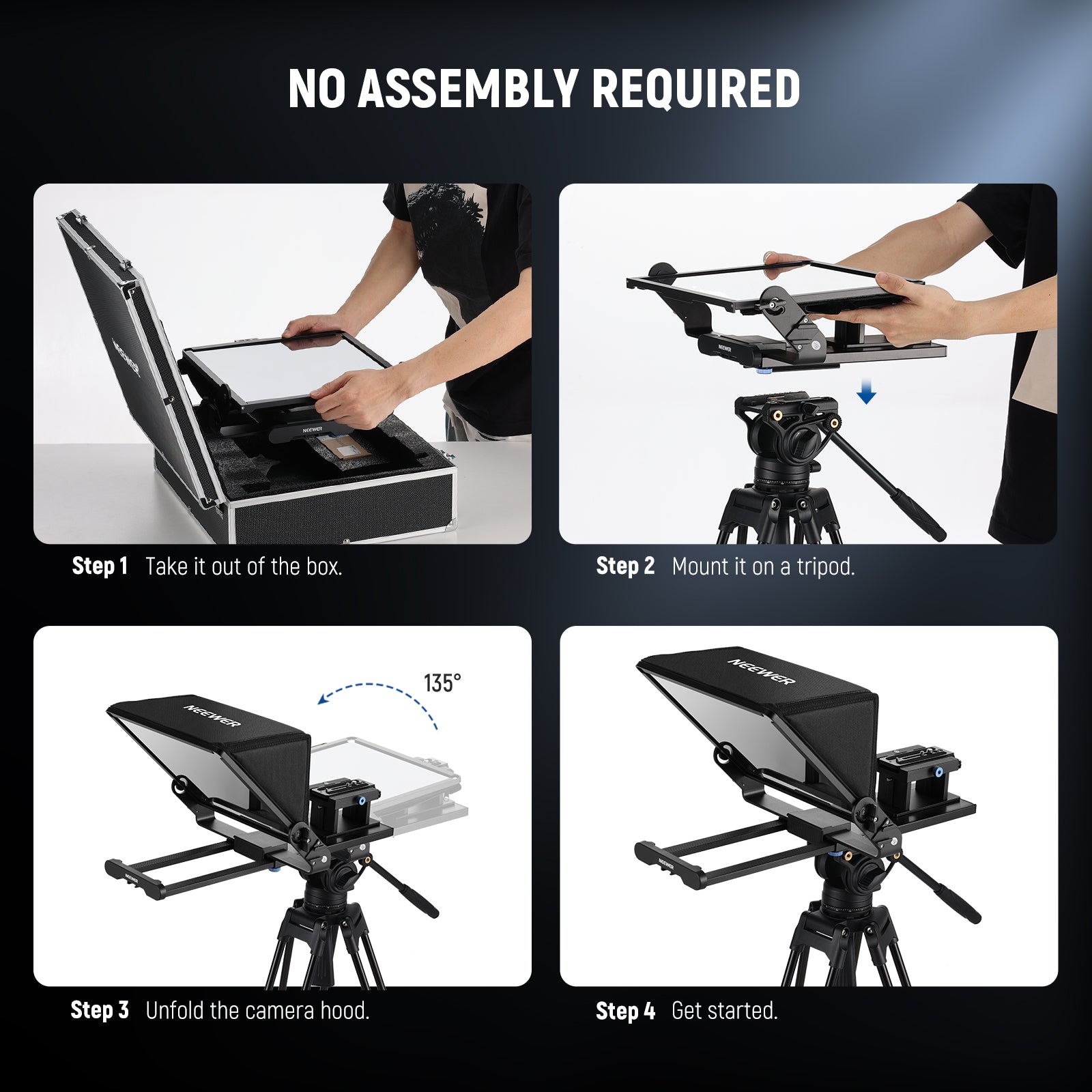 Installation steps of the NEEWER X14 III Video Teleprompter
