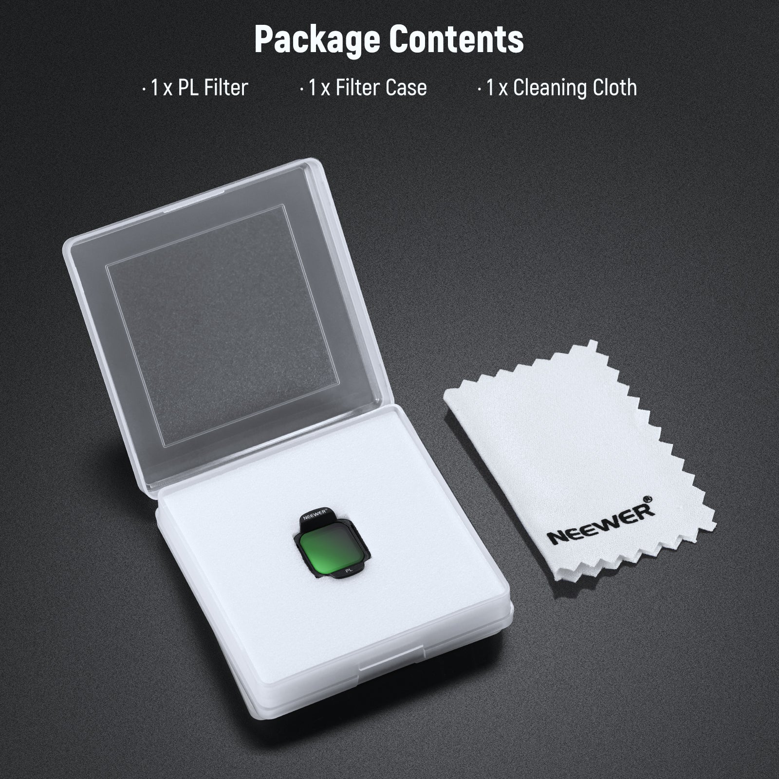 Package Contents of the NEEWER FLN38 CPL Filter for DJI Flip Drone