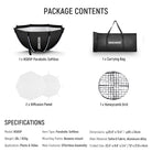 Package Contents of the NEEWER NS65P Octagonal Softbox