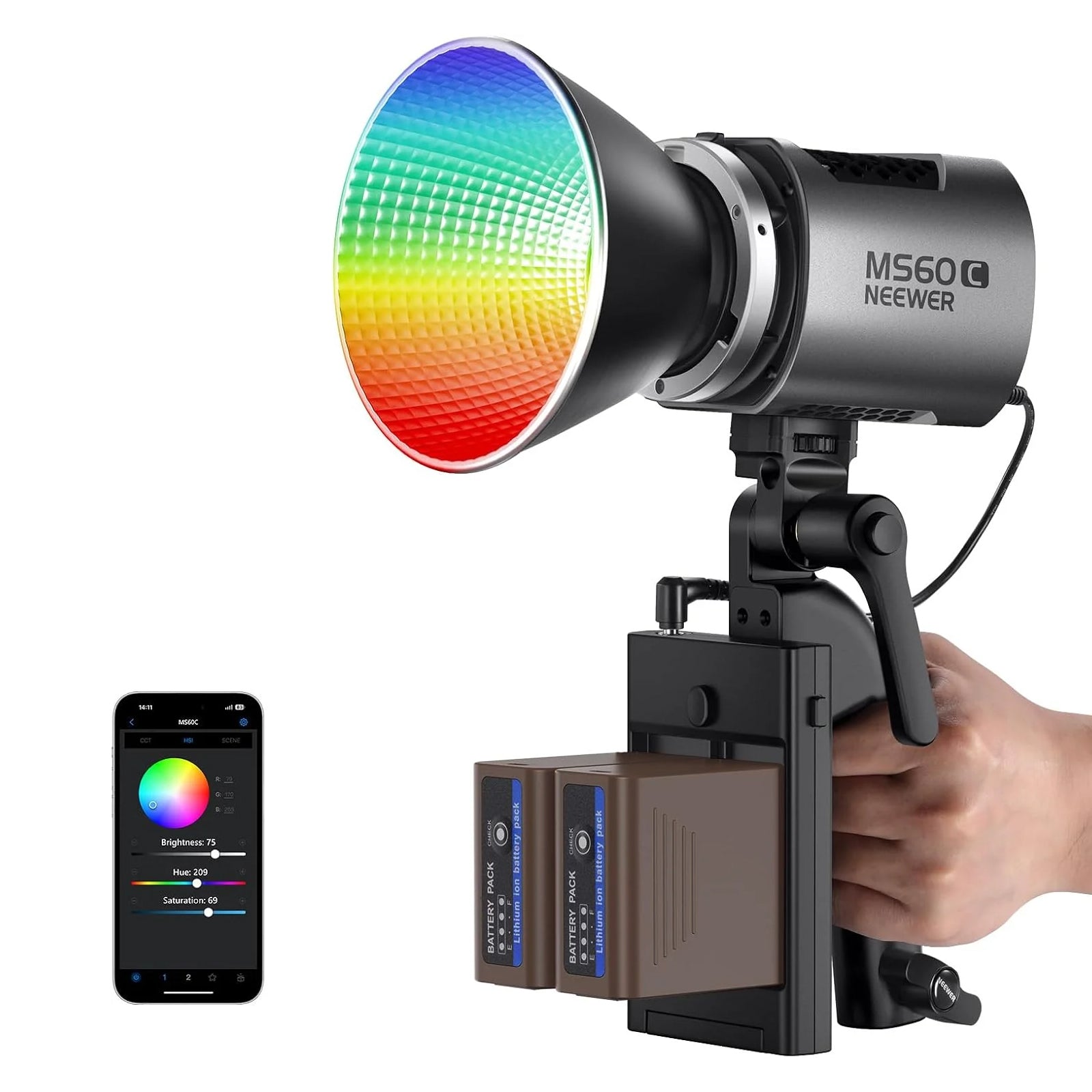 NEEWER MS60C LED Video Light with Battery Kit