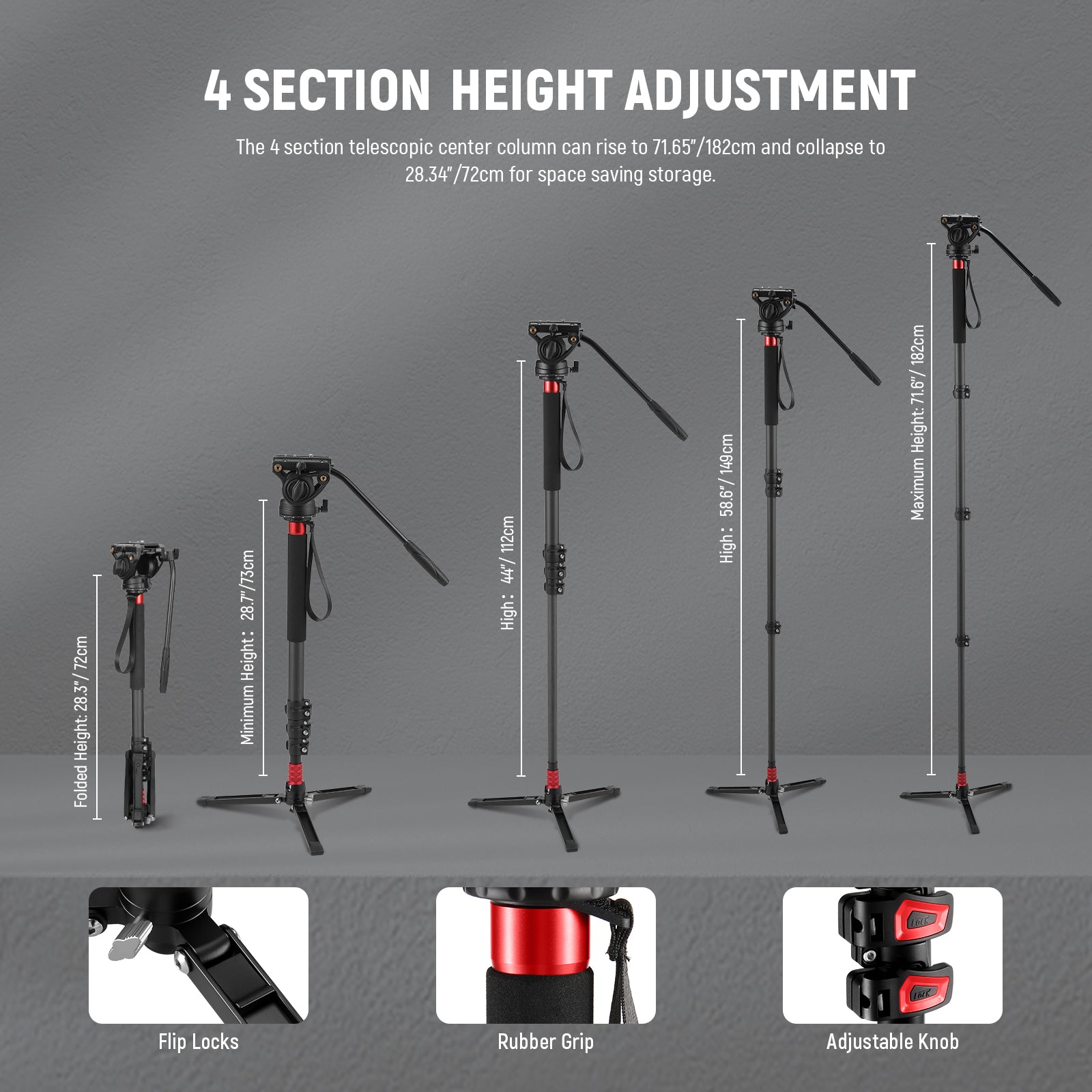 NEEWER TP71 Pro Camera Monopod can rise to 182cm