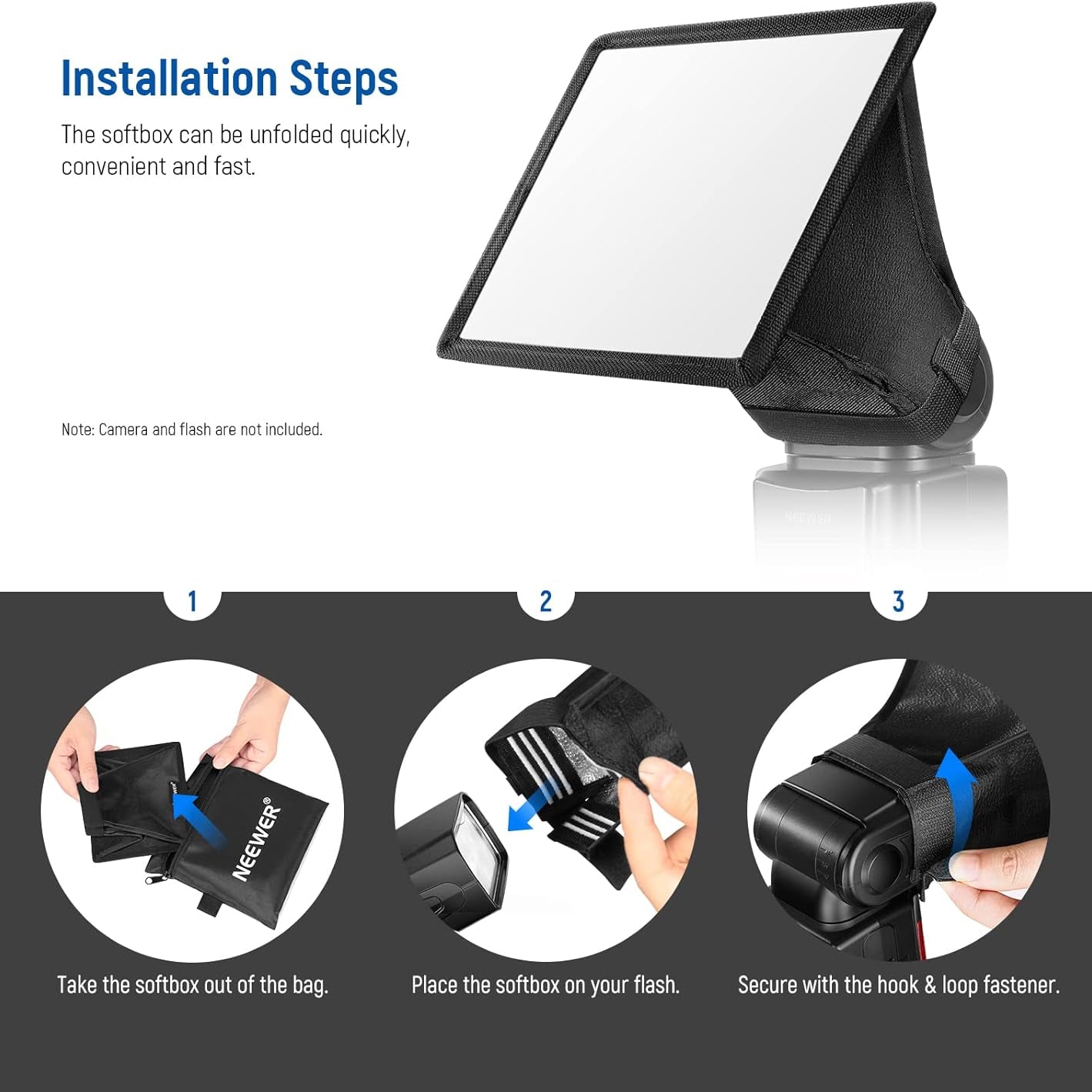 Installation steps of the NEEWER NS-1108 Speedlight Softbox