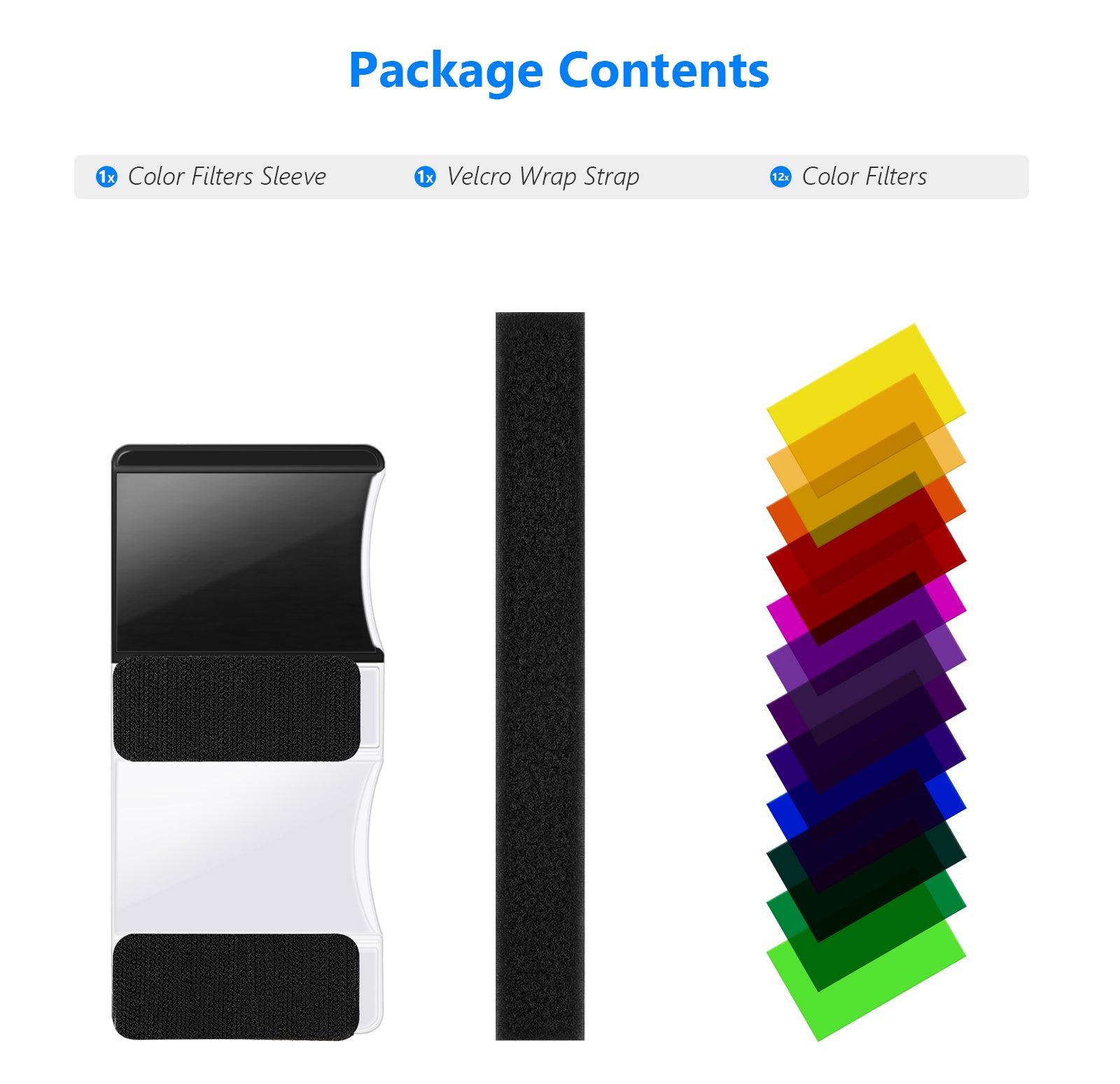 Package Contents of the NEEWER 12 pcs Universal Speedlite Color Filter Kit