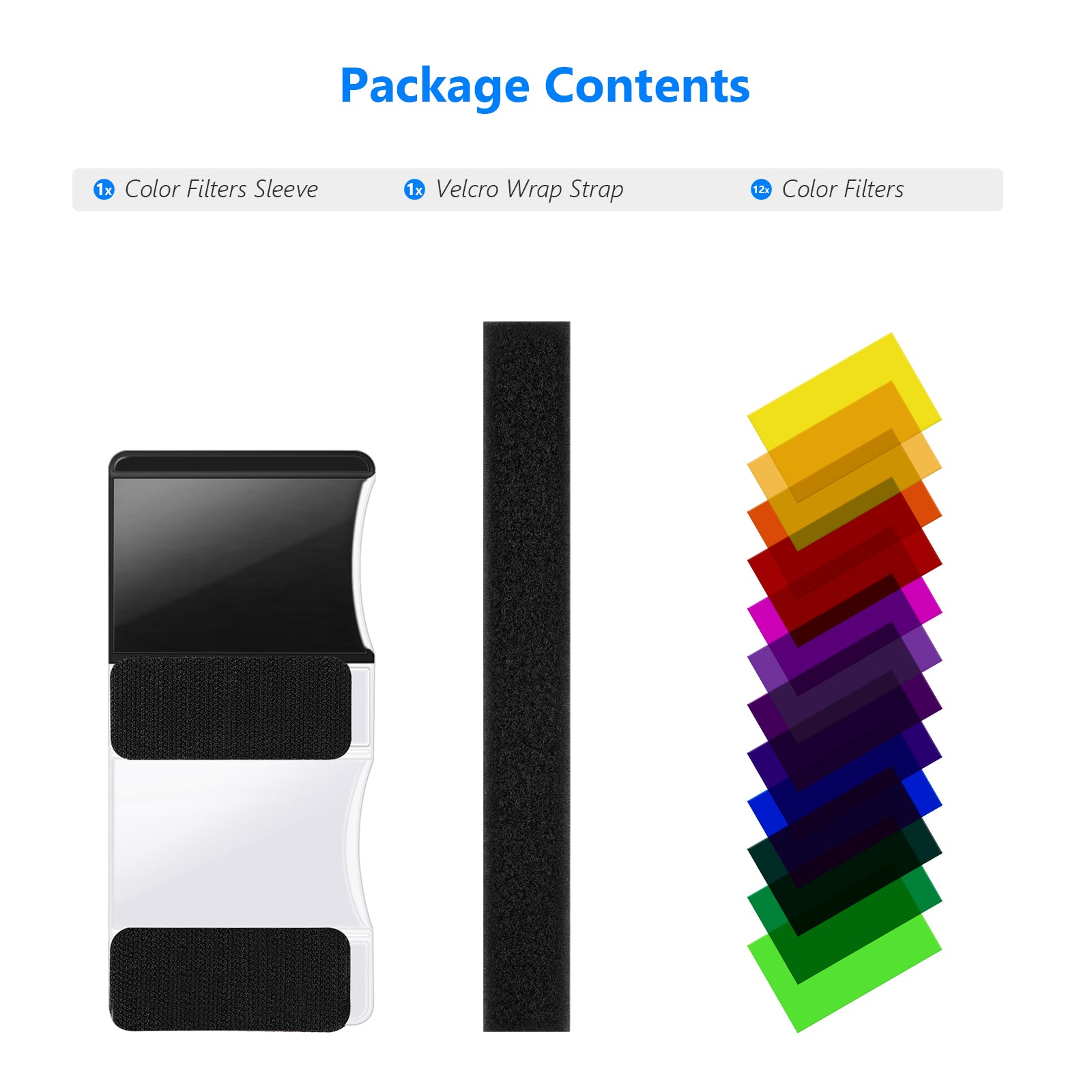 Package Contents of the NEEWER 12 pcs Universal Speedlite Color Filter Kit