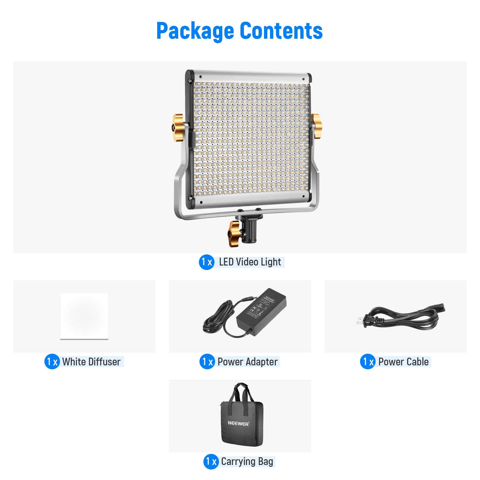 Package Contents of the NEEWER NL480 Bi-Color LED Panel Light