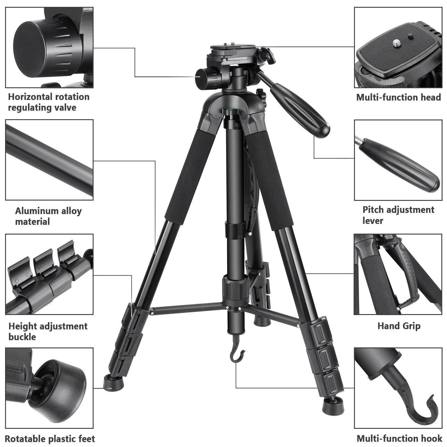 Product details of the NEEWER SAB264 2 in 1 Camera Tripod Monopod