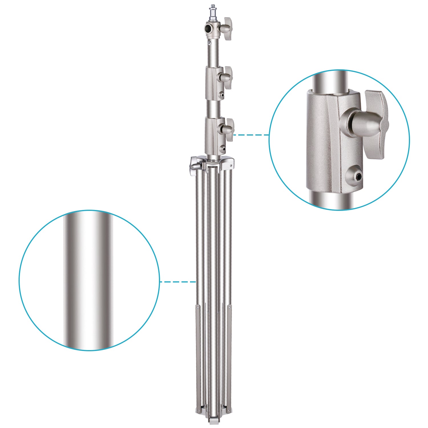 The light stand can fold down to a compact size for storage and transportation.