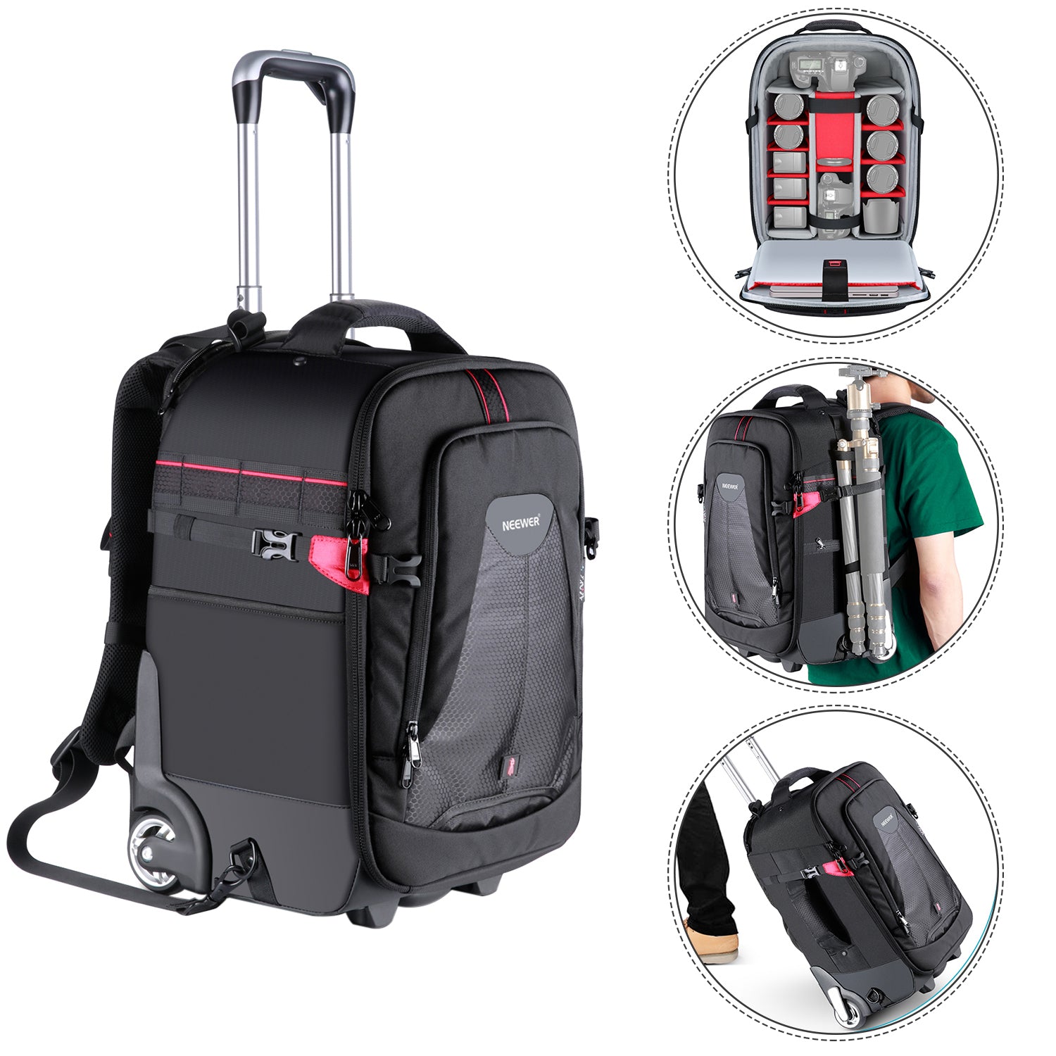 NEEWER 19.7"x13"x9.84" 2-in-1 Rolling Camera Case