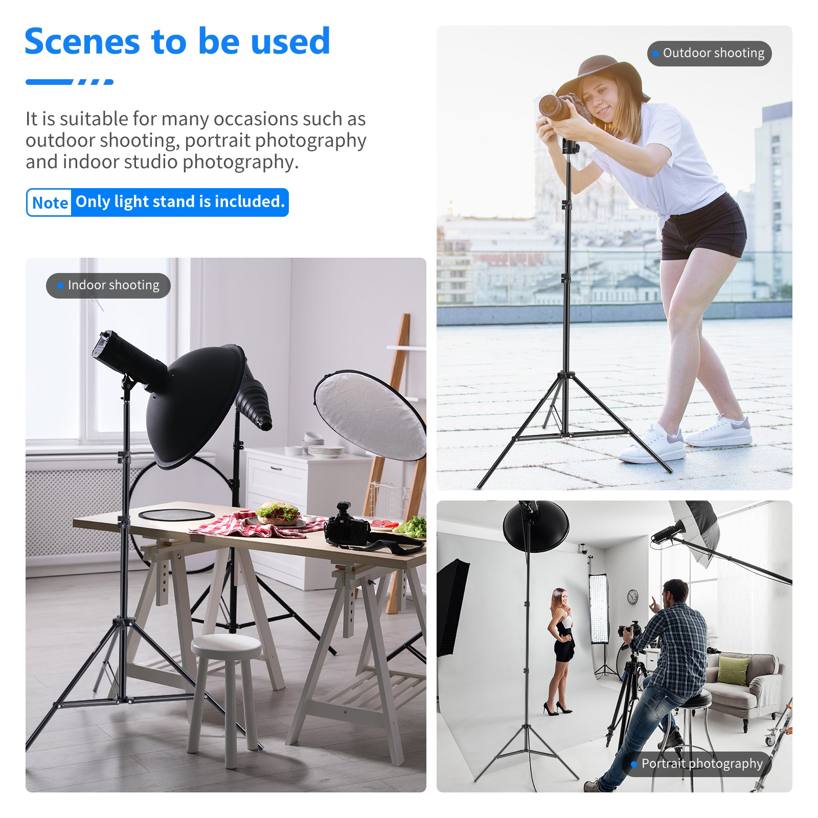 Scenarios for the NEEWER ST-200 200cm Photography Light Stand