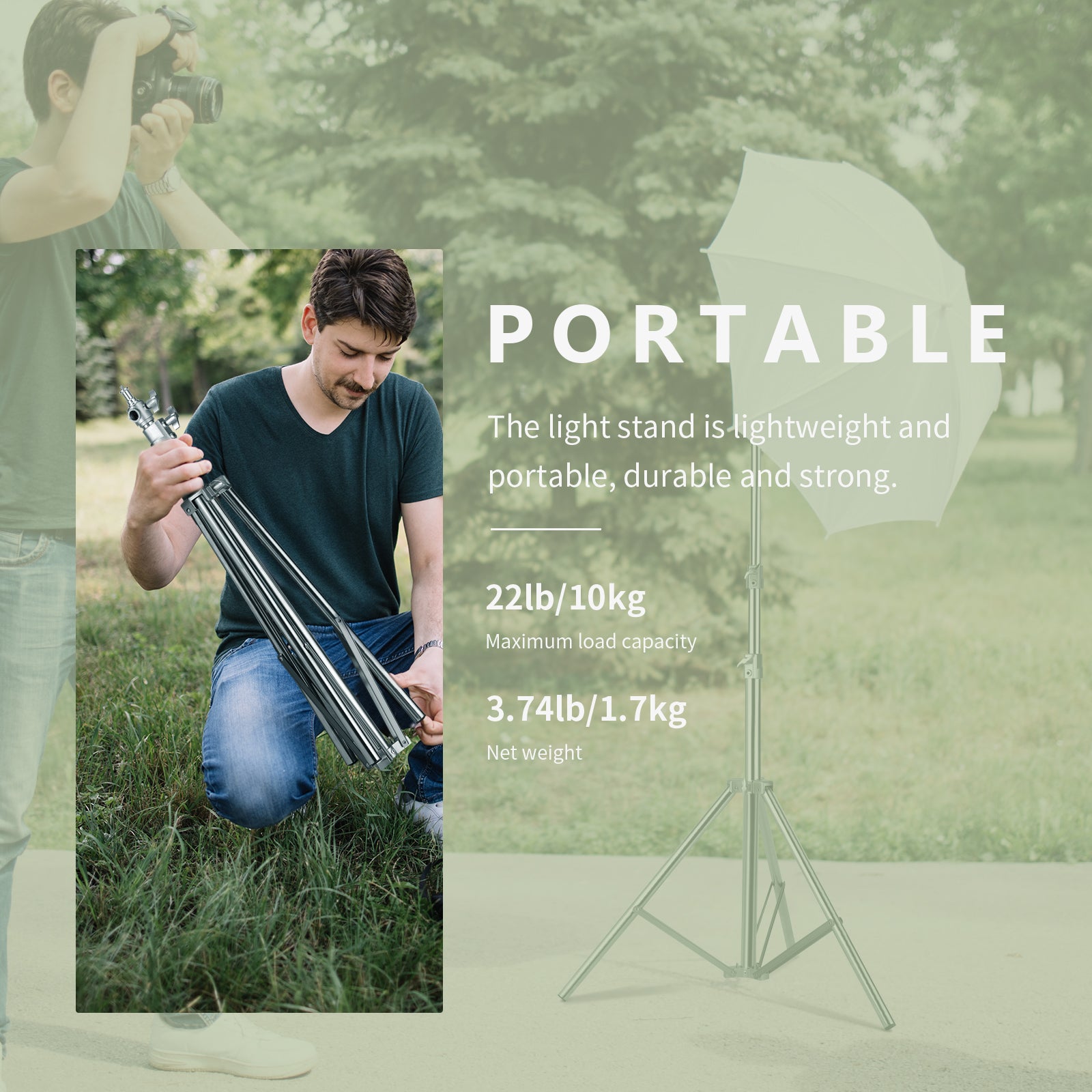NEEWER 200cm Haevy Duty Light Stand is portable.