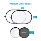 Product dimensions of the NEEWER 60x90cm Pop-out Lighting Reflector