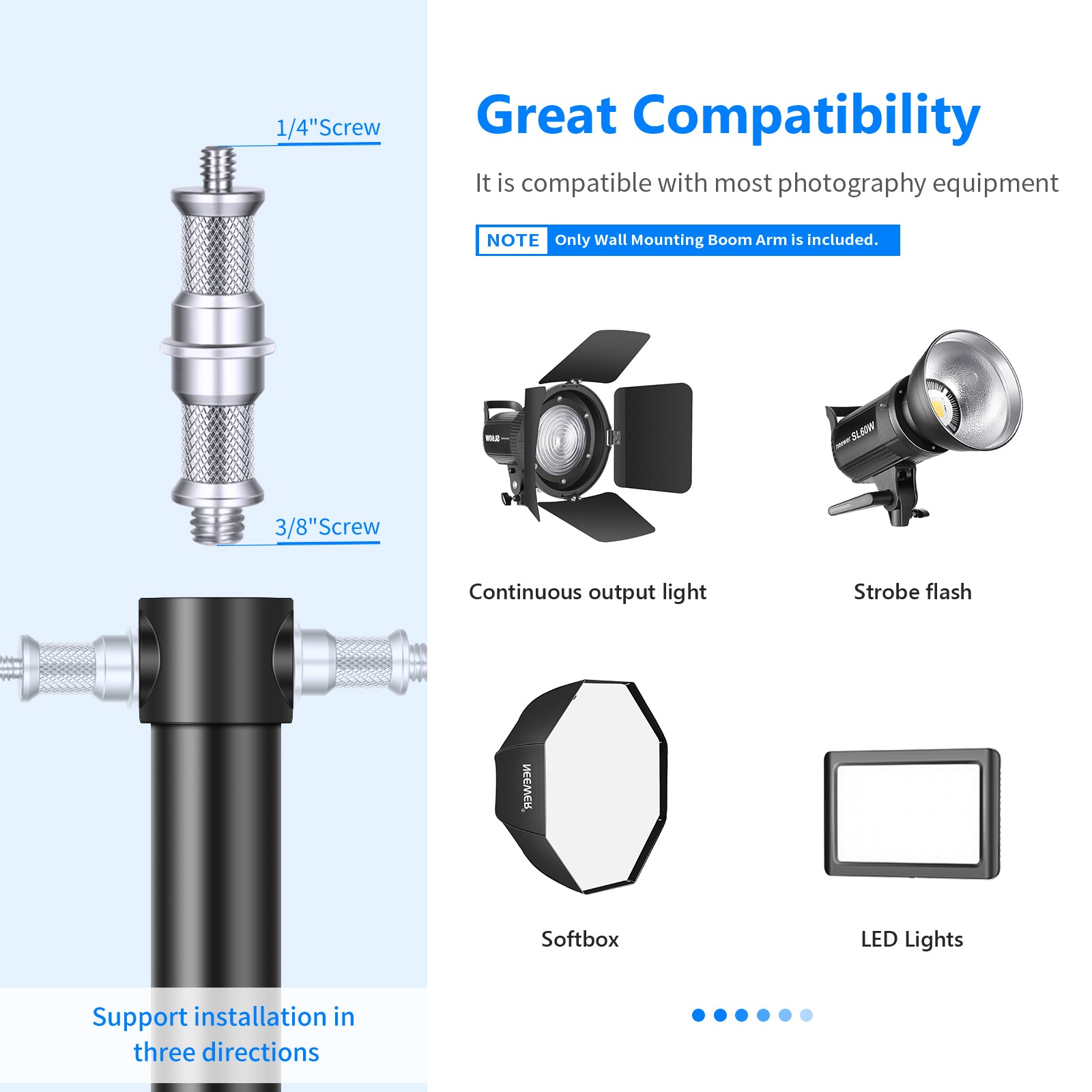 Wide Compatibility of the NEEWER 130CM Wall Mount Boom Arm