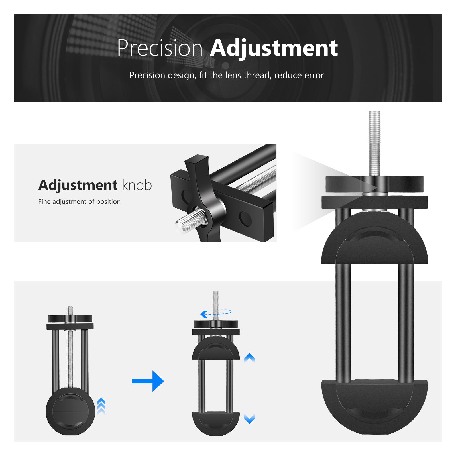 NEEWER Camera Lens Vise Repair Tool fits the lens thread and reduces errors.