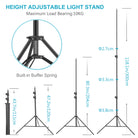Height Adjustment Range of the NEEWER 300cm Light Stand
