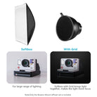 Softbox with honeycomb grid brings light together, makes the light more focus.