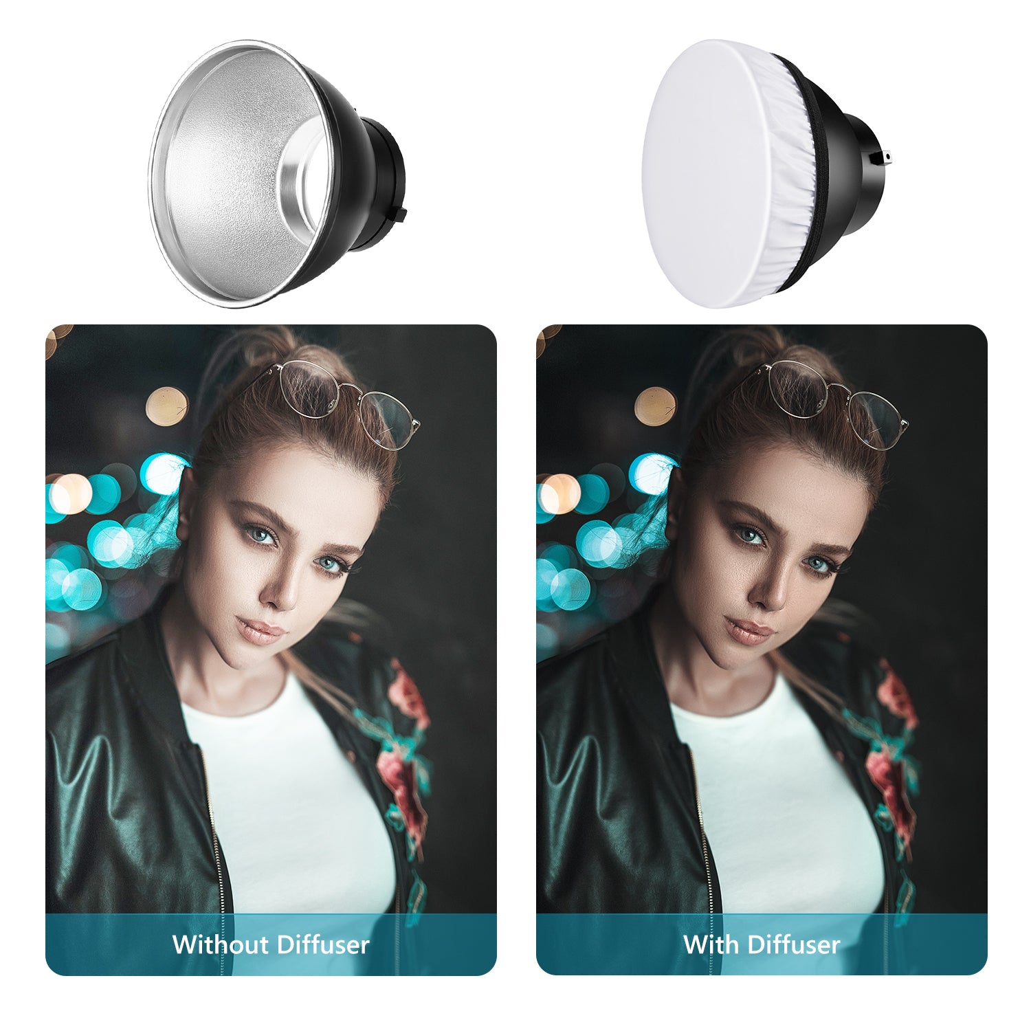 This reflector adds a more dramatic lighting effect.