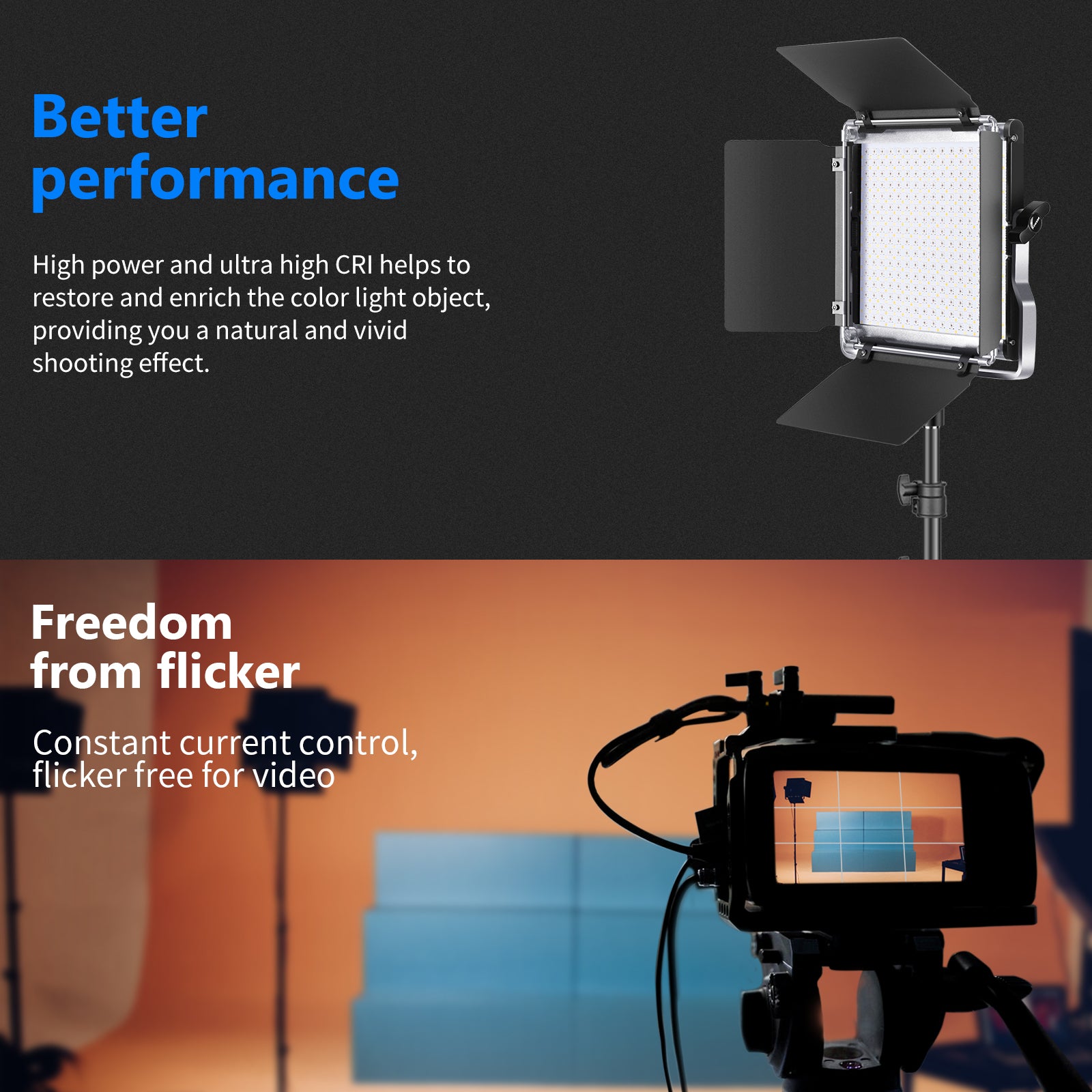 NEEWER RGB480 APP Control RGB LED Light provides you a natural shooting effect.