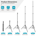 Product dimensions of the NEEWER 400cm Flexible Light Stand