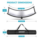 Product dimensions of the NEEWER 100 x 45cm Clamshell Light Reflector Diffuser