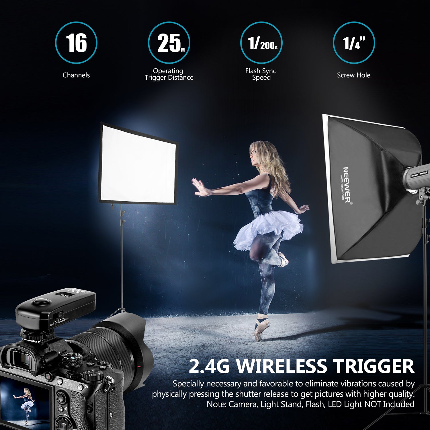 Specifications of the NEEWER FC-16 Wireless Trigger for Sony